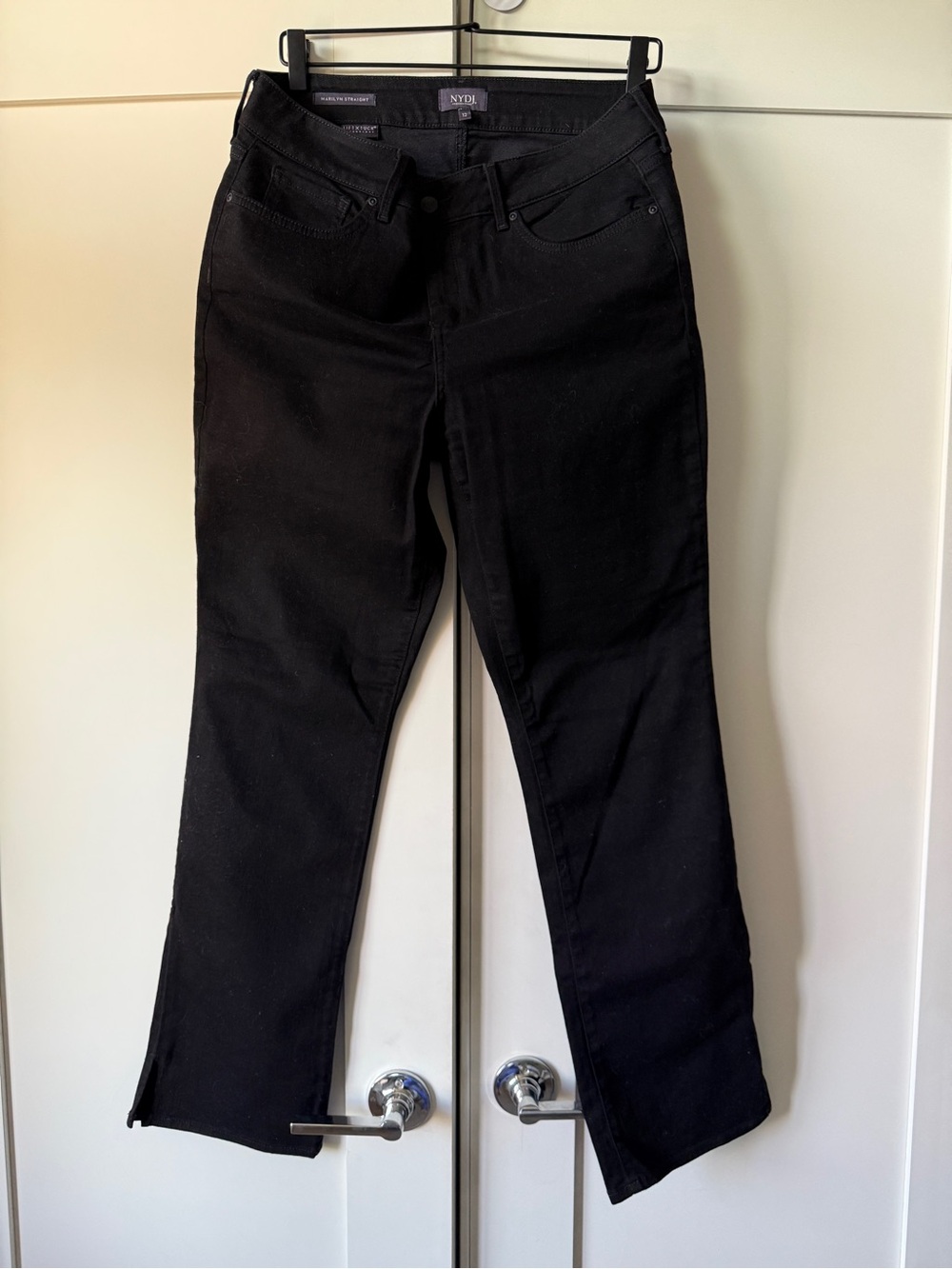 Black Straight-Leg Jeans, Side 12 by NYDJ